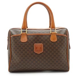 Céline Macadam Handbag Brown Canvas Leather