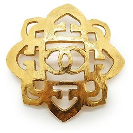 Chanel Broche Grande Vintage CC Filigree Cut-out Flower GP