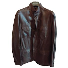 Autre Marque Giacca in pelle marrone Galletti - Made in Italy