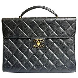 Chanel Classic Briefcase Bag XL Jumbo Black Caviar Leather