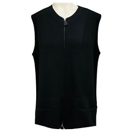 Maglione in cashmere senza maniche nero Akris con zip frontale