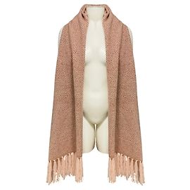 Loro Piana Cachecol longo de baby cashmere com padrão espinha de peixe e franjas, rosa claro