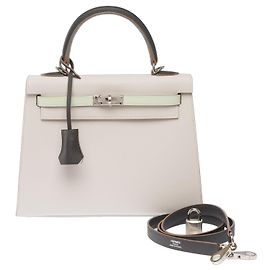 Hermès HERMES Kelly 25 Tasche aus grauem Leder - 103981