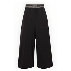 Loewe Wide-Leg Wool Trousers in Black