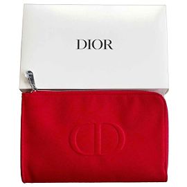 Dior Red Canvas CD Logo Pouch