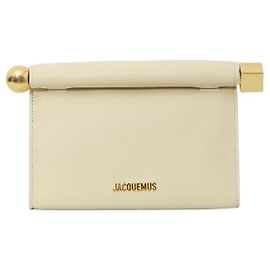 Borsa pochette Jacquemus Rond Carré in pelle bianca