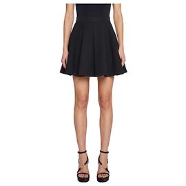 Versace Minifalda de lana natté negra