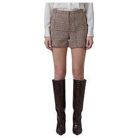 Pantaloncini Federica Tosi in lana a quadri Glen beige