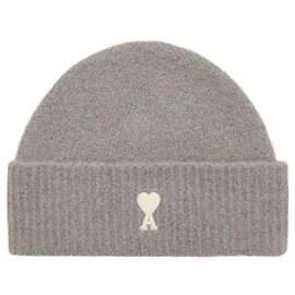 Ami Paris Ami de Coeur Beanie aus grauem Alpaka