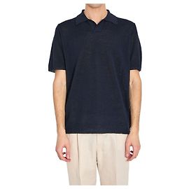 Roberto Collina Poloshirt aus Leinen-Piqué Marineblau