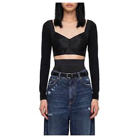 Top bustier Dolce & Gabbana de satén y lana negro