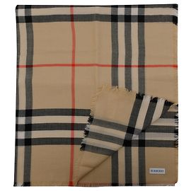 Burberry Check Wollmusselin Schal beige