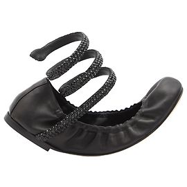 Rene Caovilla Cleo black lambskin ballerinas