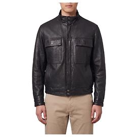 Salvatore Santoro Bomberjacke aus schwarzem Hammerschlagleder