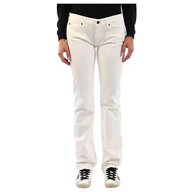 7 For All Mankind White Low Rise Stretch Cotton Jeans