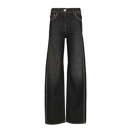 Vaqueros Versace negros de algodón con tachuelas y corte barrel
