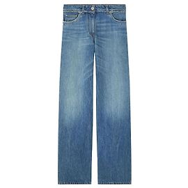 Vaqueros Versace de pernera ancha en denim azul deshilachados