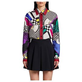 Versace Camicia in twill di seta stampata