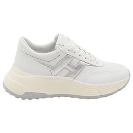 Baskets Hogan Hi-Fi en cuir blanc et argent