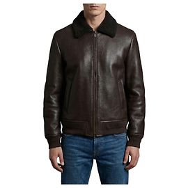 Salvatore Santoro Bomberjacke aus Leder mit Shearling-Futter in Dunkelbraun