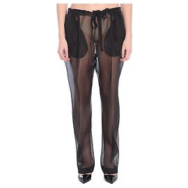 Pantalones Khaite Trenton en organza de seda negra