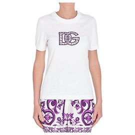 Camiseta de algodón blanca Maiolica Dolce & Gabbana