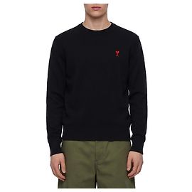 Ami Paris Ami De Coeur Pullover aus schwarzer Merinowolle