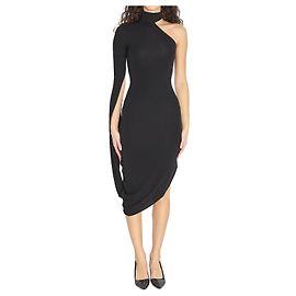 Alexander Wang Vestido midi drapeado preto