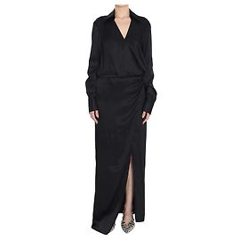 Attico Abito camicia lungo nero in viscosa