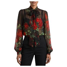 Dolce & Gabbana Blusa de gasa Red Rose