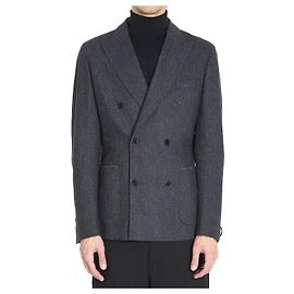 Tonello Grey Wool Blend Double Breasted Jacket