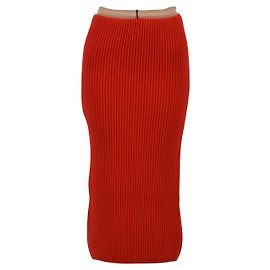 Gonna midi in maglia a coste rossa Calvin Klein