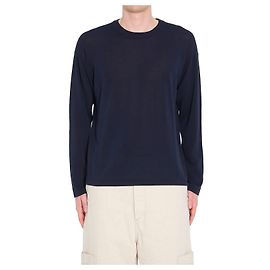 Jersey de algodón azul marino Roberto Collina Cuello Redondo