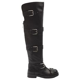 Dolce & Gabbana Bottes cuissardes Tube en cuir de cheval noir