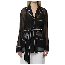 Dolce & Gabbana Camisa Vanity de gasa de seda negra