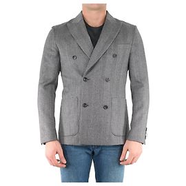 Tonello Grey Wool Double Breasted Chevron Jacket