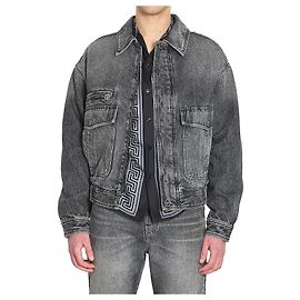 Versace Stone-wash denim bomber jacket