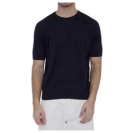John Smedley Kempton T-Shirt Blau Sea Island Baumwolle
