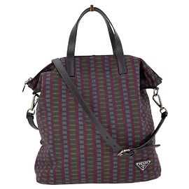 Prada Vintage Multicolour Patterned Cloth 2 Way Tote Shoulder Bag
