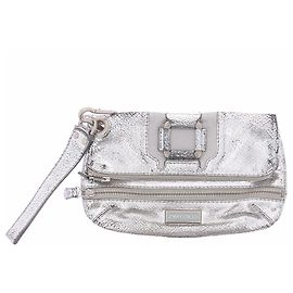 Jimmy Choo Silberne Leder-Clutch
