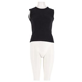 Autre Marque ROHE Black Cotton Ribbed Tank Top