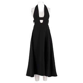 Autre Marque SAINT LAURENT Black Wool Halter Neck Cutout Dress