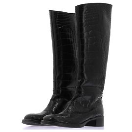 Prada Bottes hautes croco noires
