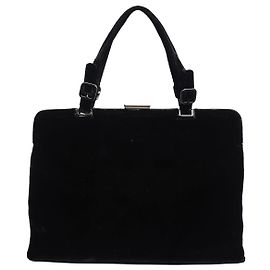 Prada Bolsa vintage de veludo preto com alça de mão