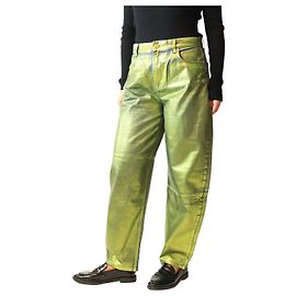 Ganni Jeans affusellati metallizzati verdi - size UK 12