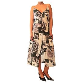 Baum und Pferdgarten Grey moon and flower print midi dress - size UK 10
