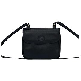 Gucci Vintage Black Interlocking G Logo Leather Shoulder Bag