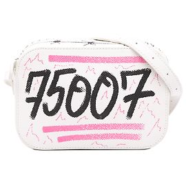 Bolsa Everyday Camera Bag XS Balenciaga em couro de bezerro granulado branco com graffiti