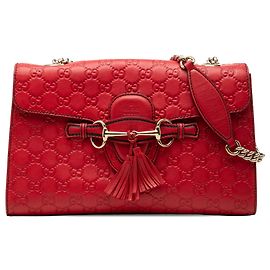 Bolsa de Ombro Gucci Emily Guccissima vermelha Medium