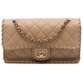 Chanel Brown Medium Quilted Iridescent Calfskin Happy Stitch Flap